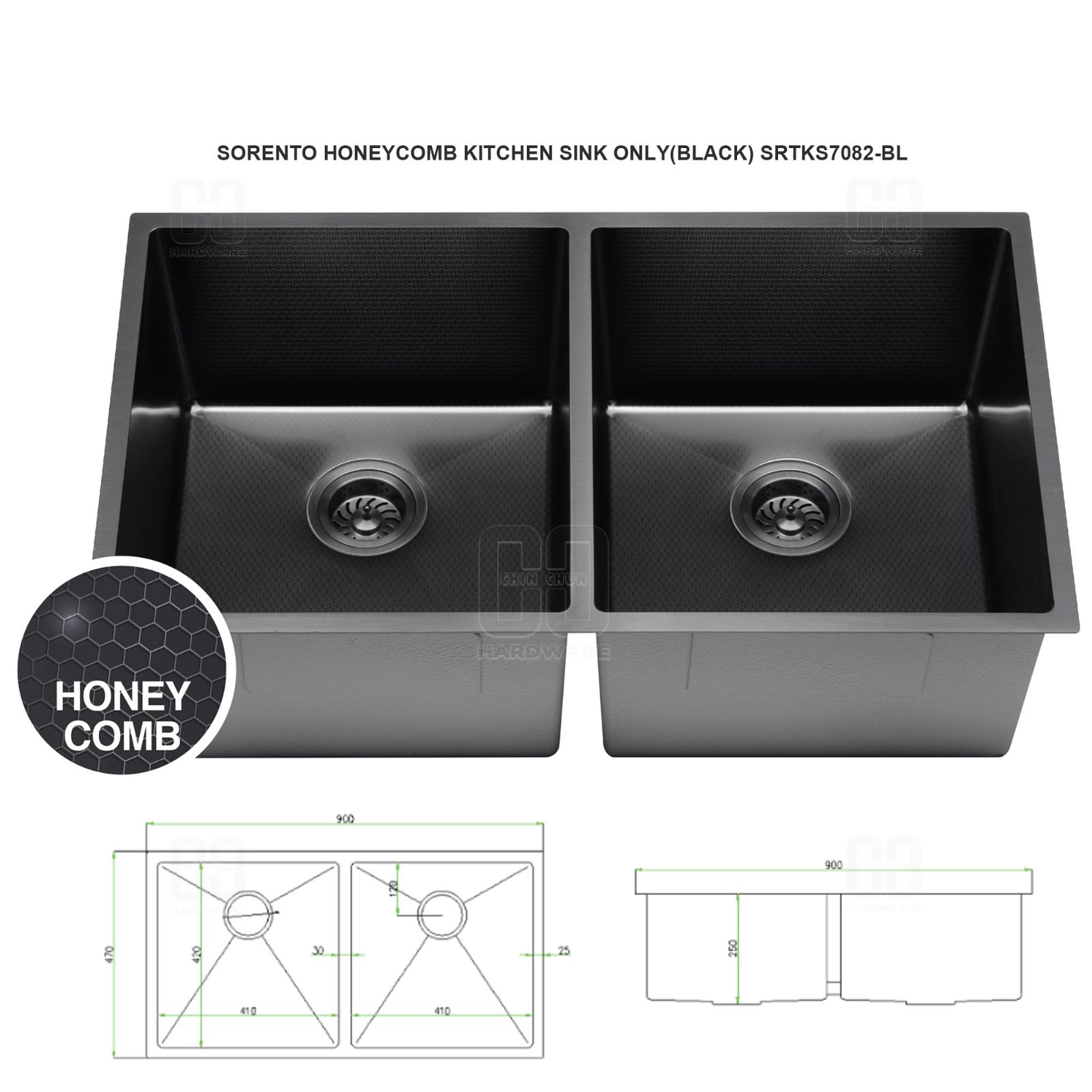 SORENTO HONEYCOMB KITCHEN SINK ONLY(BLACK) SRTKS7082-BL