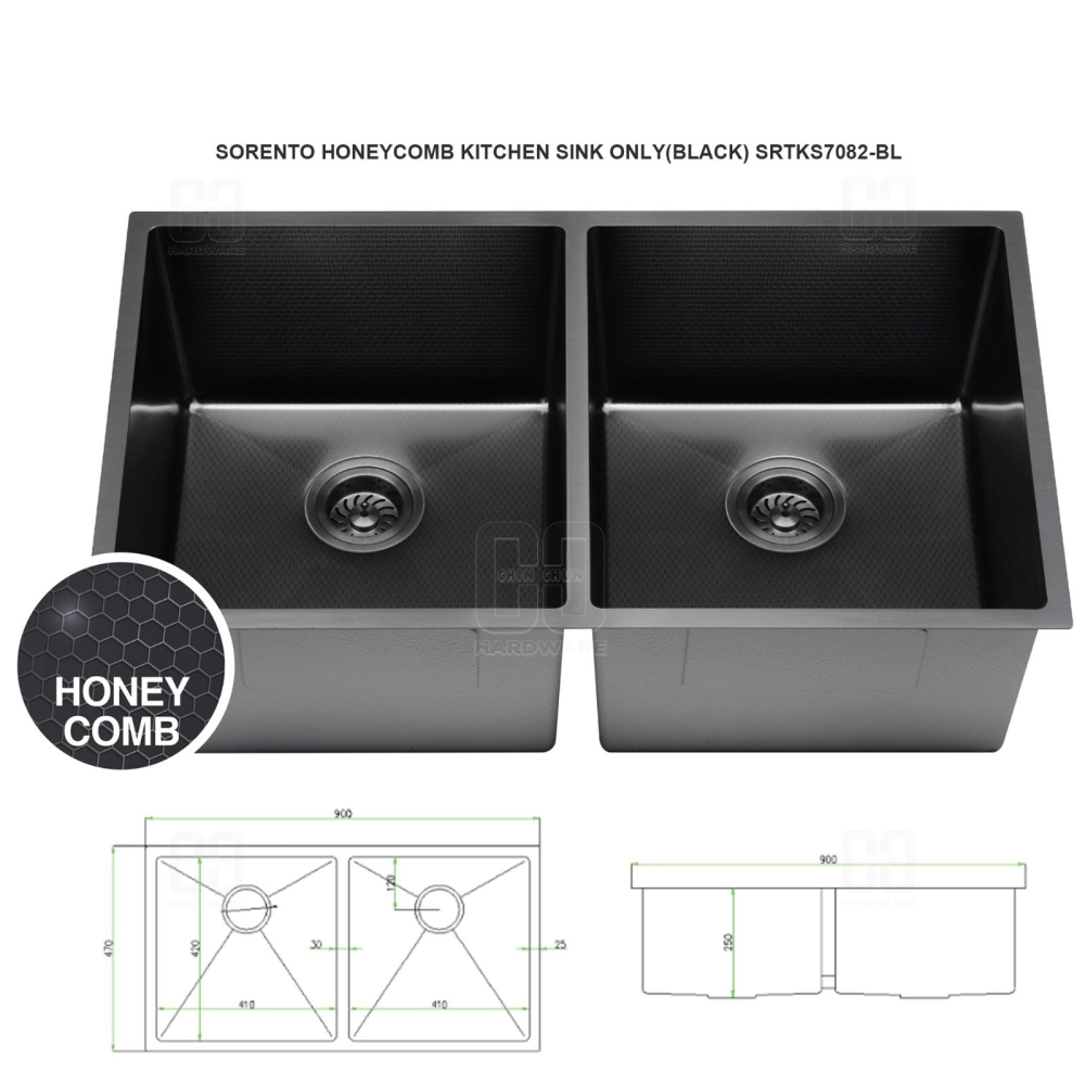 SORENTO HONEYCOMB KITCHEN SINK ONLY(BLACK) SRTKS7082-BL