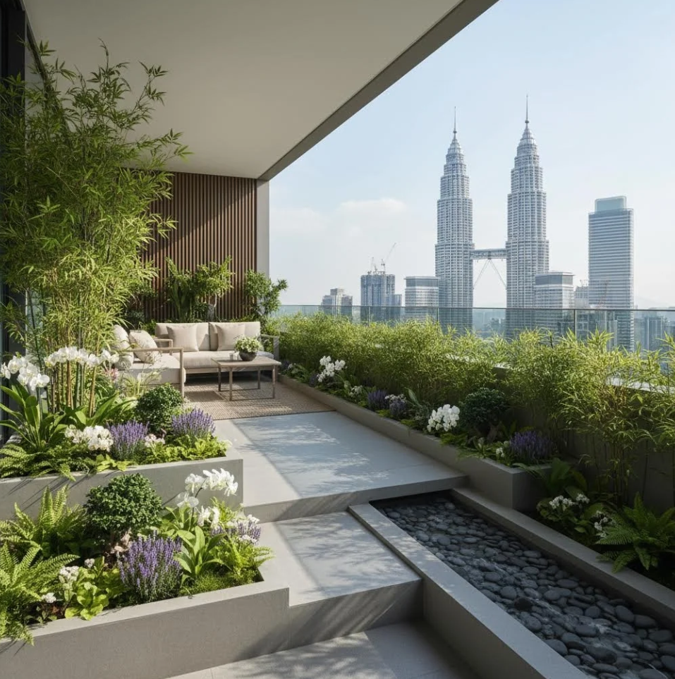 Balcony Garden Design Kuala Lumpur Malaysia 马来西亚吉隆坡阳台花园设计 Reka Bentuk Taman Balkoni di Kuala Lumpur, Malaysia
