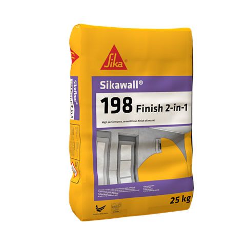 SikaWall庐-198 Finish 2-in-1 High performance, cementitious finish skimcoat for internal and external wall