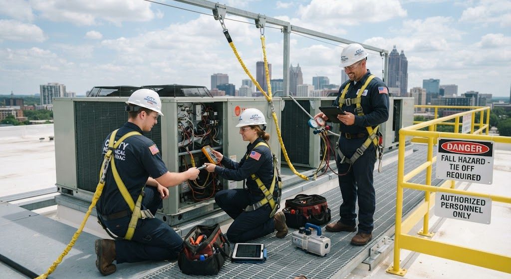 HVAC safe working practices for elevated servicing