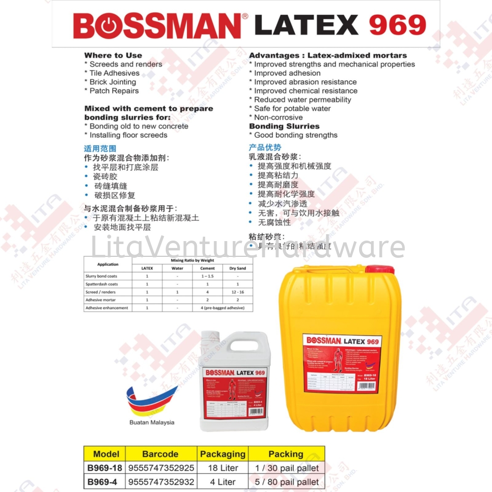 BOSSMAN BRAND LATEX 969 - B96918 B9694