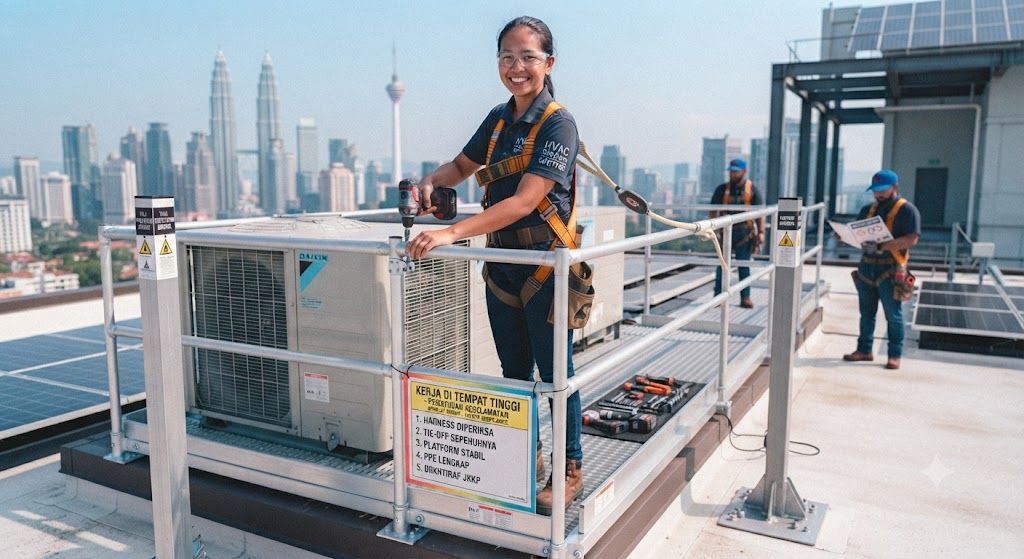 aircond technician safety procedures at height