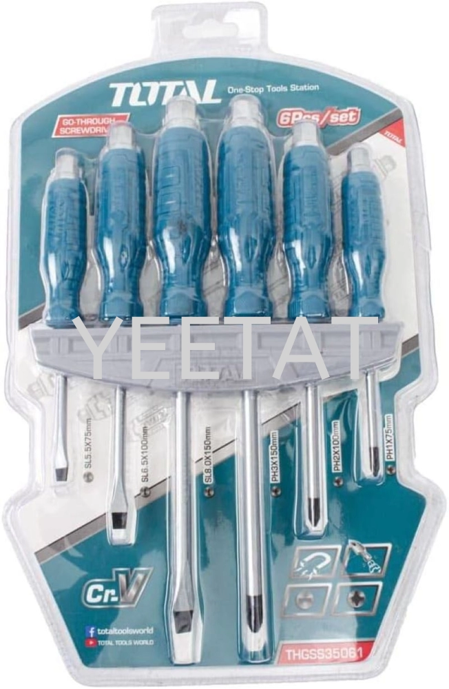 [ TOTAL ] THGSS35061 Go-Through Screwdriver Set 6pcs / set