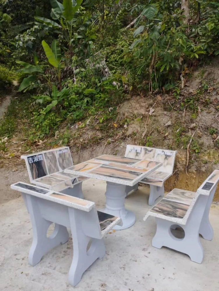 Marble Slab Stone Table And Bench | Outdoor Stone Concrete Table Bench | Kerusi Meja Batu Sesuai Untuk Tujuan Derma | KL | MBSP | Majlis Perbandaran | Kulim | Lunas | Sp