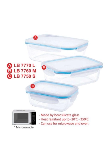 Air Tight Glass Food Container (S) (M) (L)