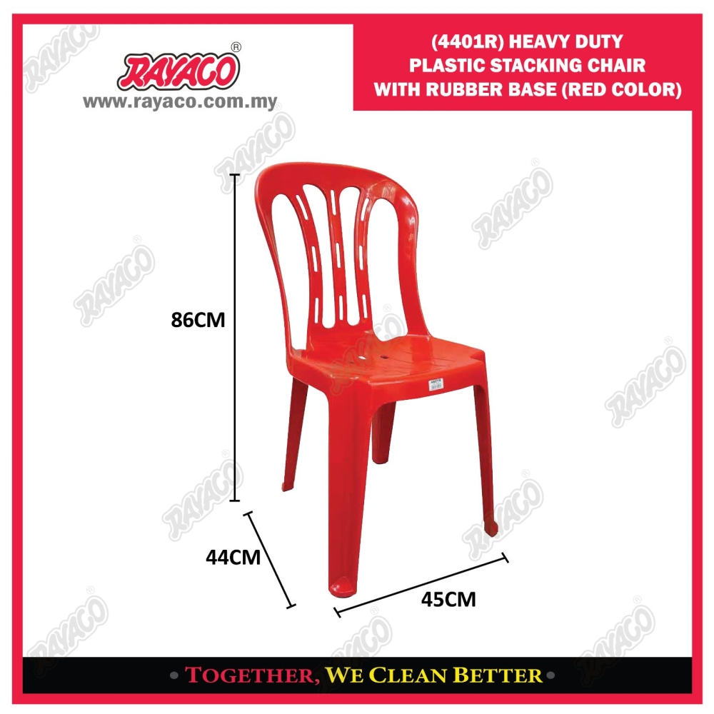 (4401R) HEAVY-DUTY PLASTIC STACKING CHAIR WITH RUBBER BASE