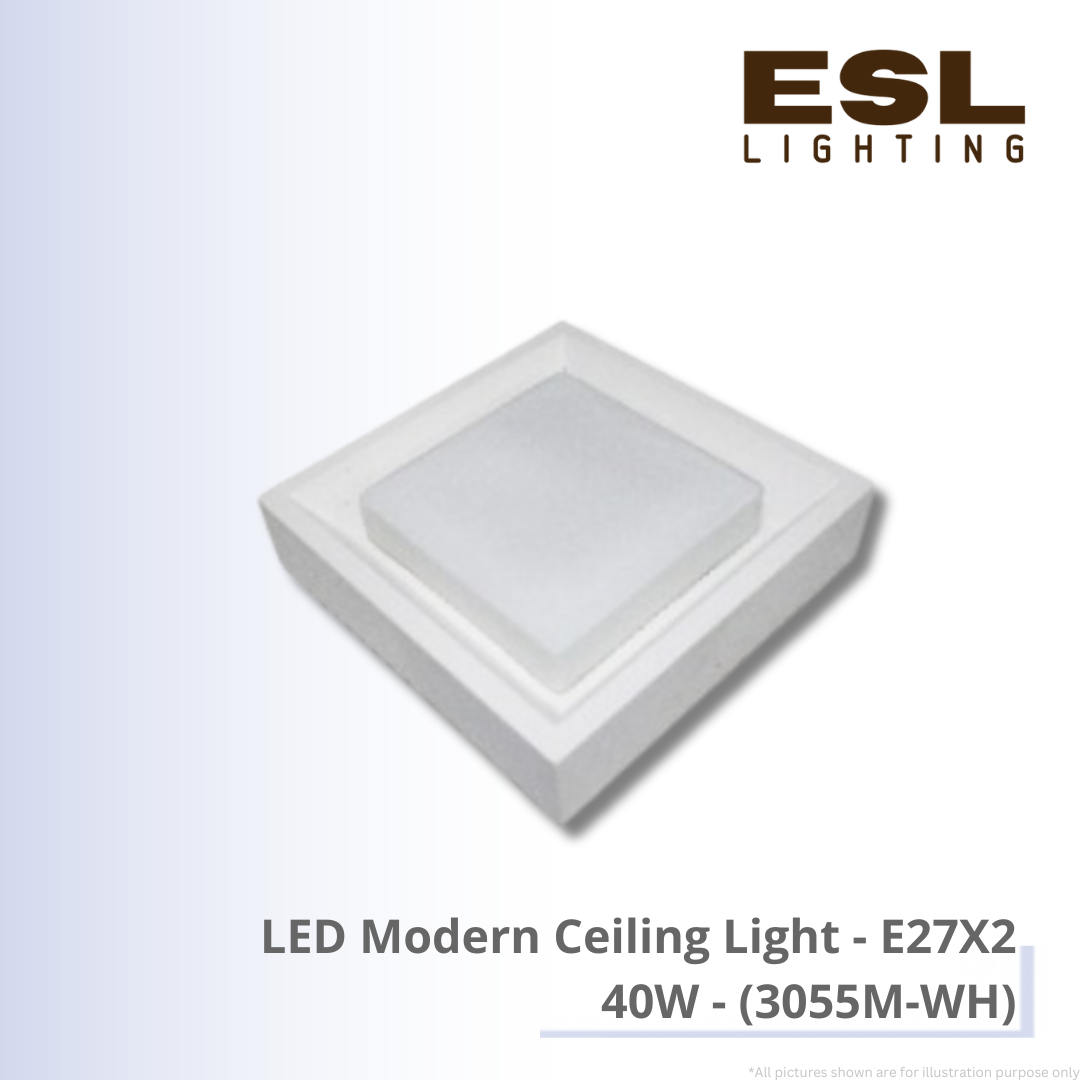 LED Modern Ceiling Light E27X2 40W - 3055M-WH