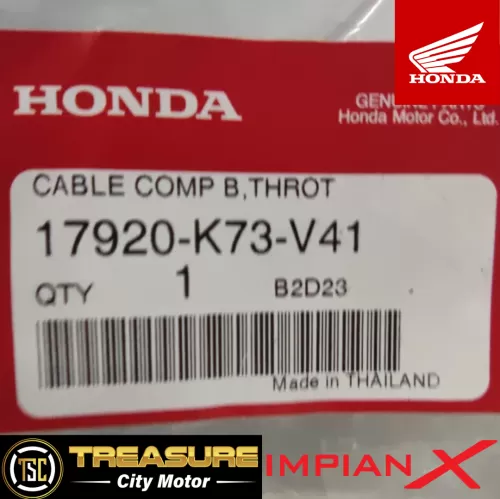 CABLE COMP. B, THROTTLE (17920-K73-V41) - TREASURE CITY MOTOR SDN BHD