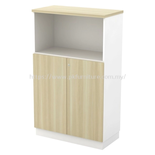 Storage Series - SC-YOD-13E - Semi Swinging Door Medium Cabinet - White & Boras Ash  - Without Handler