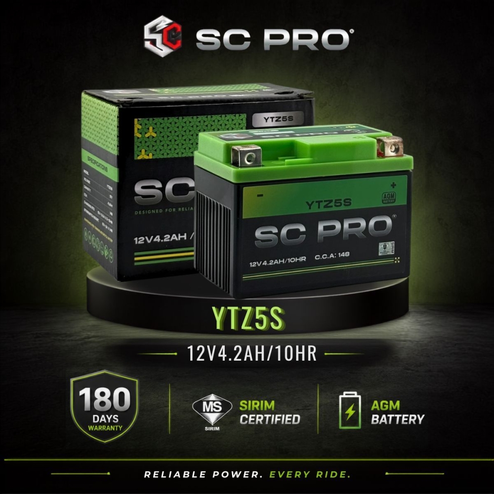 YTZ5S-BS SC PRO - Bateri Y15 LC135 SRL EGO Y125 NVX Y110 BELANG RS150 EX5 WAVE KRISS DINAMIK VF3i
