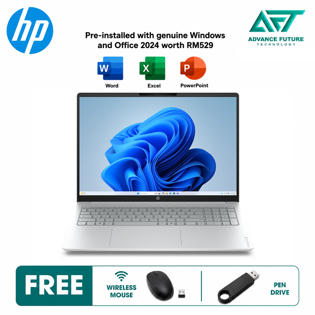 HP Omnibook 3 16-bv0023AU 16" 2K AI Laptop Glacier Silver ( AMD Ryzen AI 5 430 ,16GB, 512GB SSD, ATI, W11, H&S 2024&M365 )