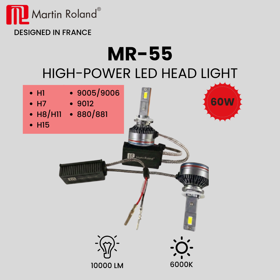 MARTIN ROLAND MR-55 60W H1/H7/H8/H11/H15/9005/9006/9012/880/881 HIGH-POWER LED HEAD LIGHT  6000K