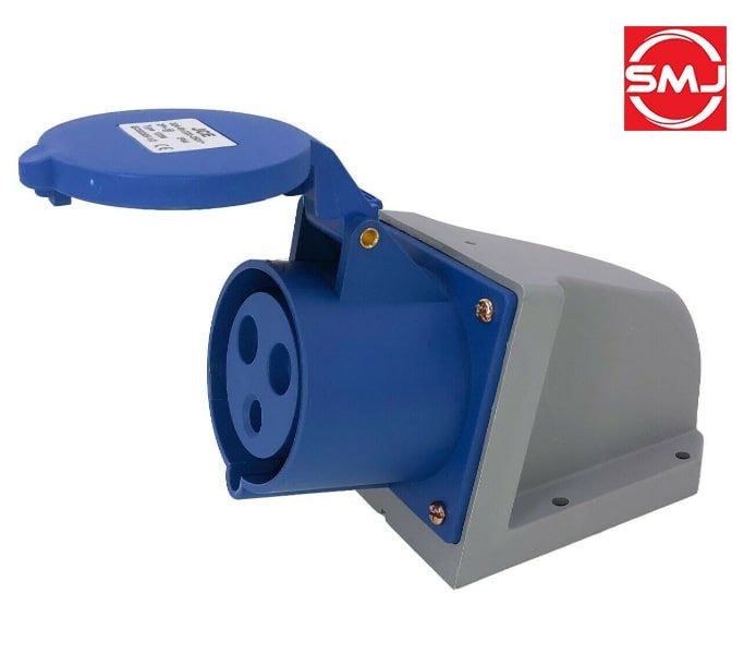 Shinohawa 123 32A 3 Pin Industrial Wall Socket (Blue) INDUSTRIAL SOCKET ...