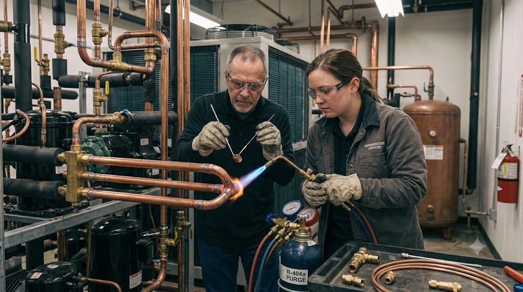 copper pipe brazing refrigeration installation