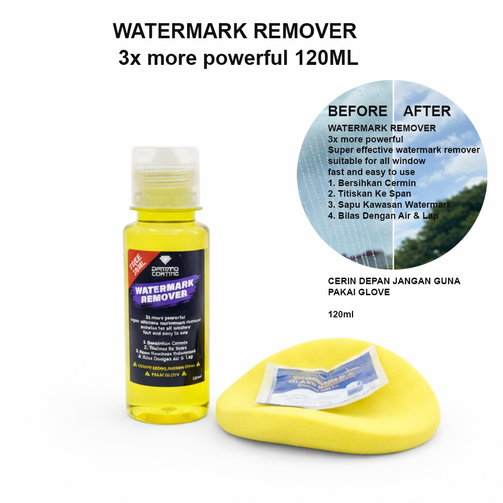 WATERMARK REMOVER 120ML | CAR GLASS WATER SPOT REMOVER | POWERFUL WINDOW STAIN CLEANER