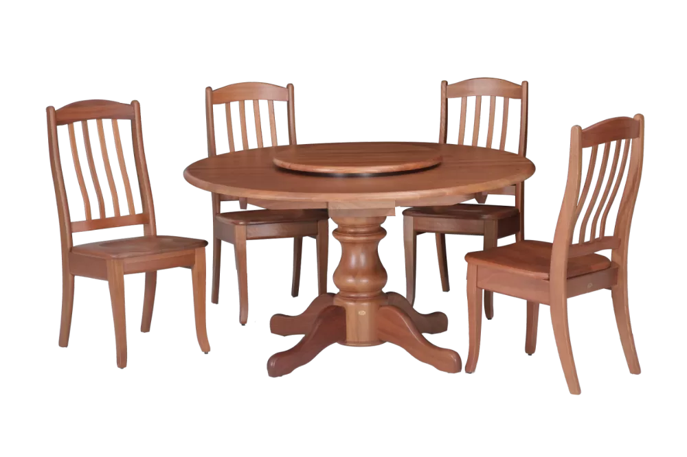 808S Round Solid Dining Table & 868W Solid Wooden Seat Dining Chair