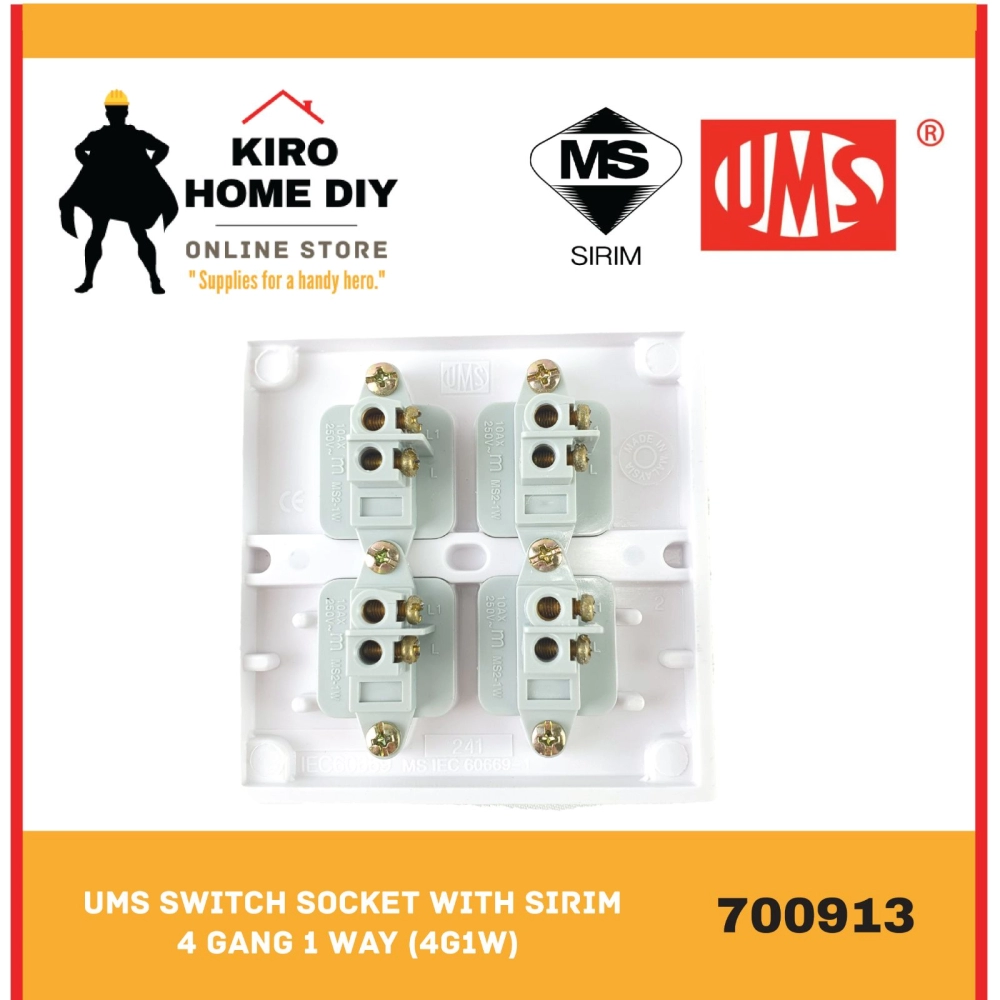 UMS Switch Socket with SIRIM 4 Gang 1 Way (4G1W) - 700913