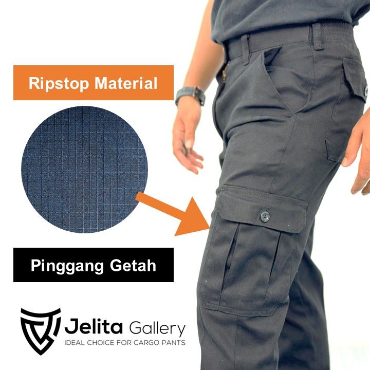 Ripstop Cargo Pants Slim Fit Elastic Waist