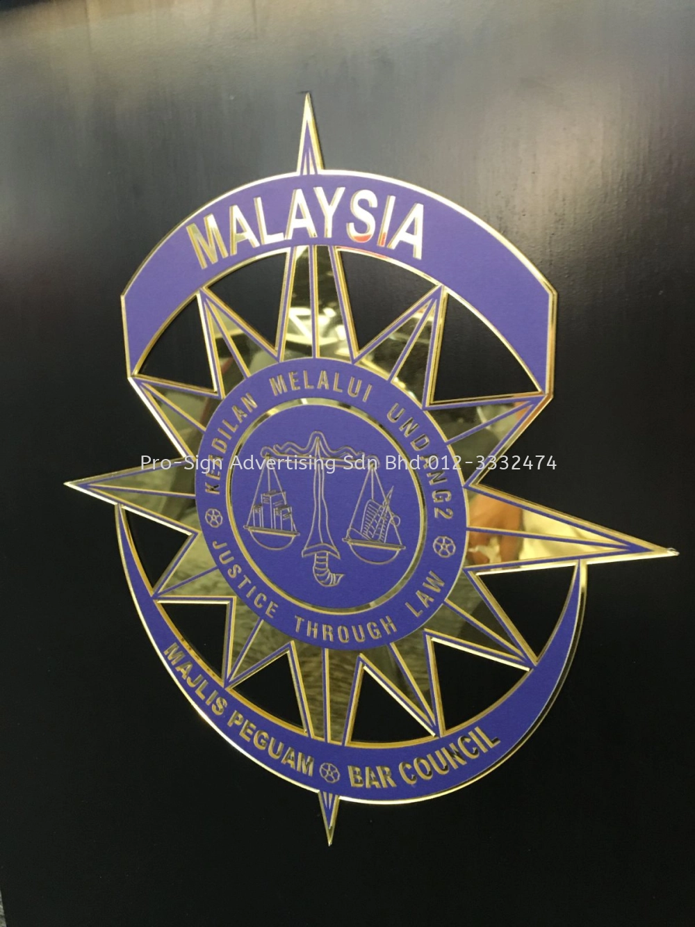 GOLD MIRROR ACRYLIC CUT OUT DIRECT UV PRINT (BAR COUNCIL MALAYSIA, 2020, KL)