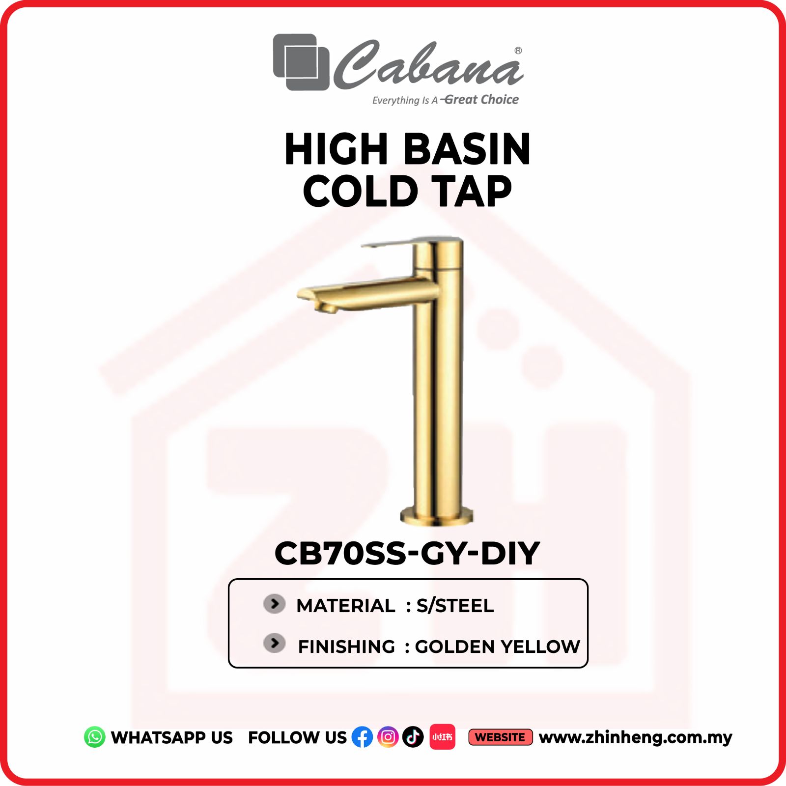 CABANA HIGH BASIN COLD TAP CB70SS-GY