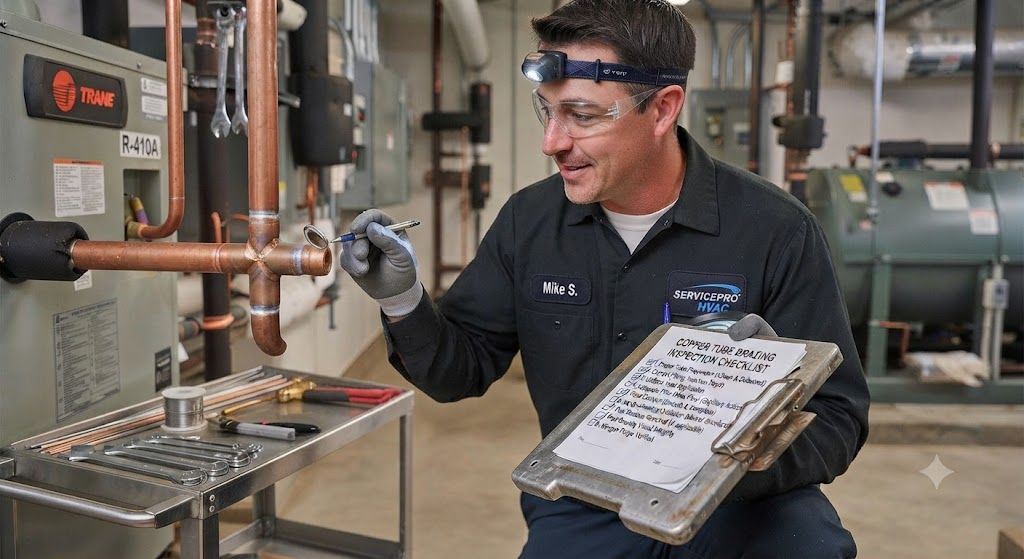 copper tube brazing inspection checklist HVAC