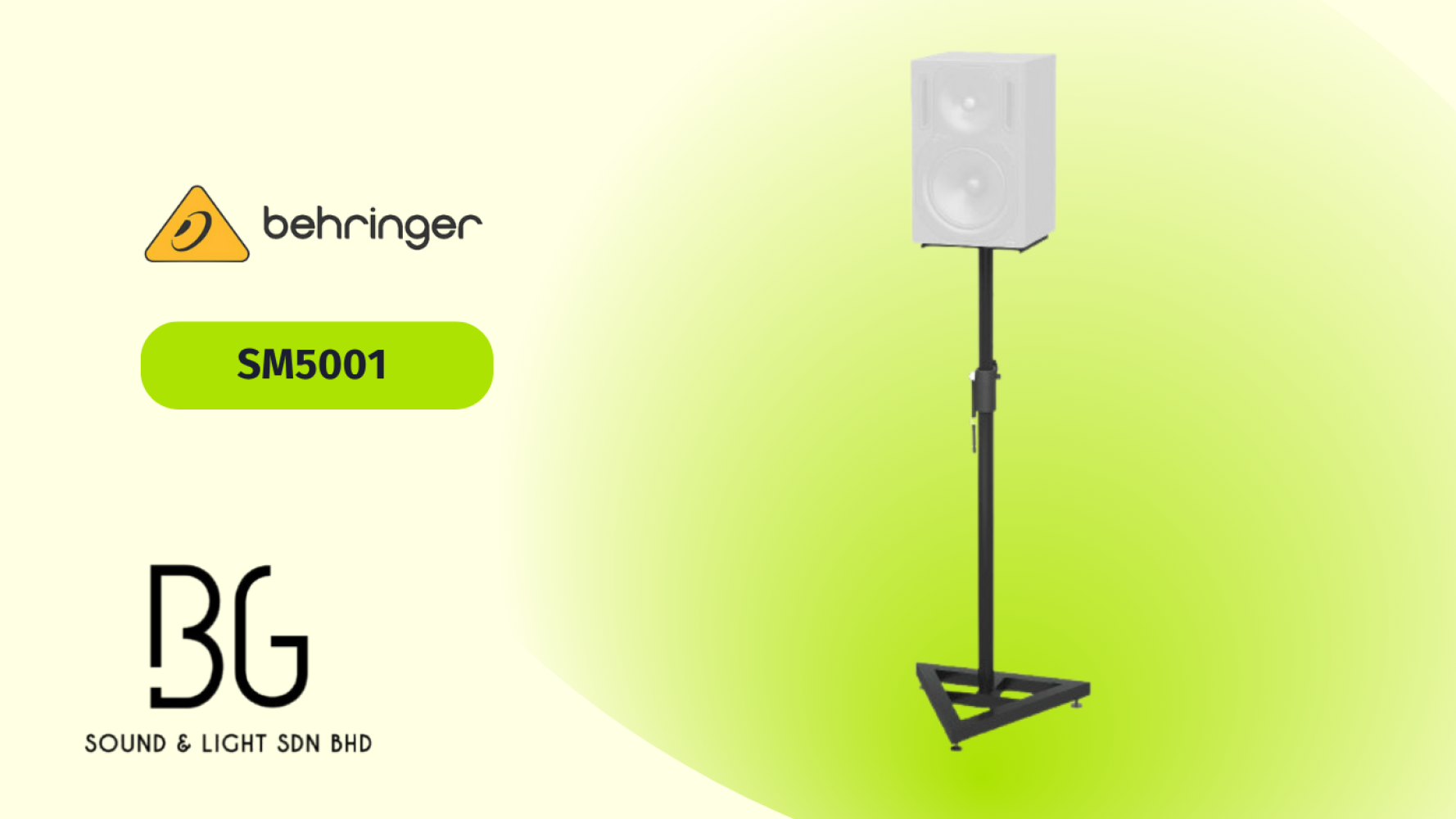 Behringer SM5001 â Heavy-Duty Height-Adjustable Studio Monitor Stand (Single Unit)