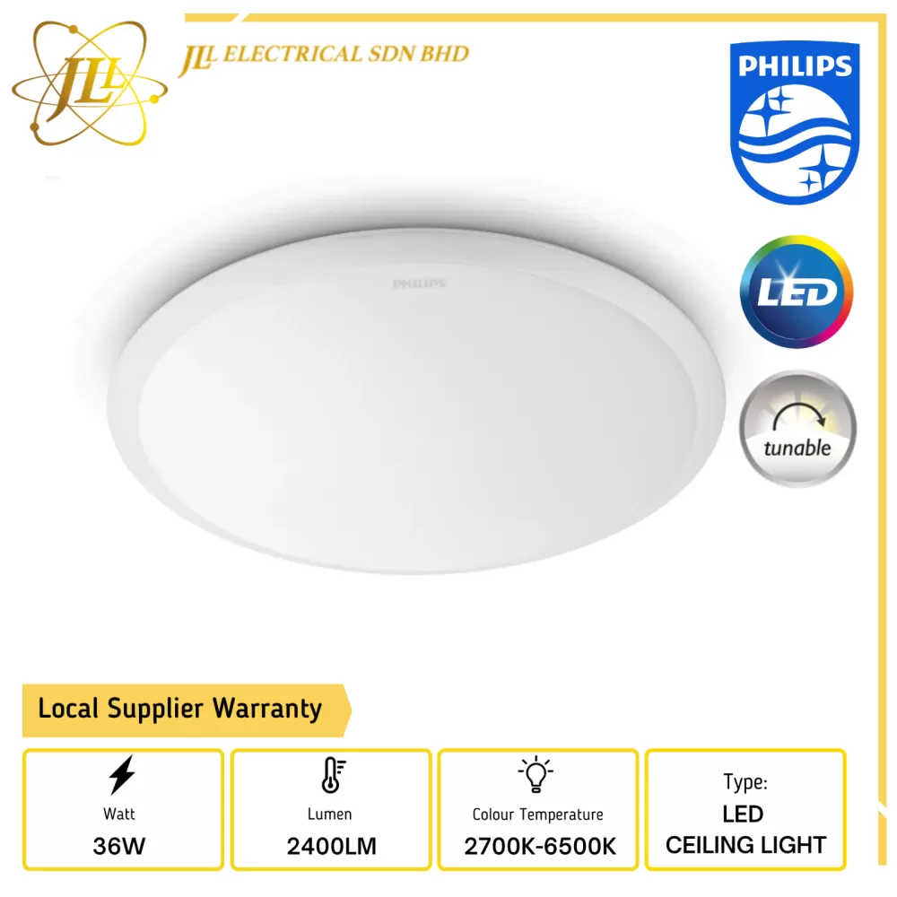 PHILIPS WAWEL 31823 36W 2400LM 480MM 2200K-6500K WHITE TUNABLE LED CEILING LIGHT