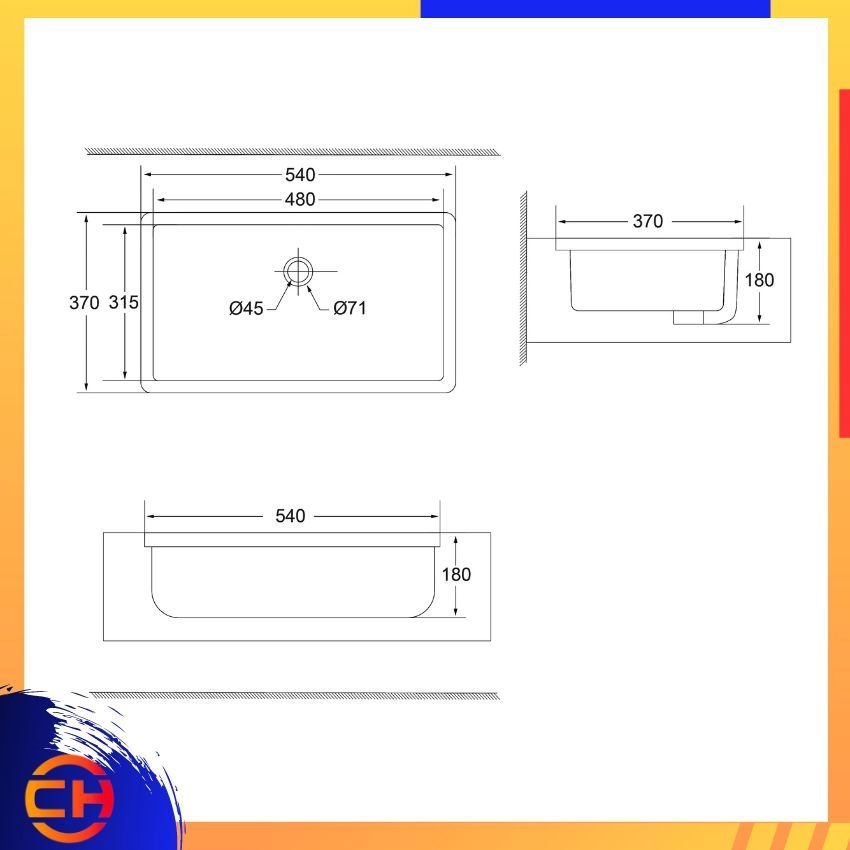 SORENTO UNDERMOUNT / UNDER COUNTER BASINS SRTWB7109-GY ( L540xW370xH180mm ) 