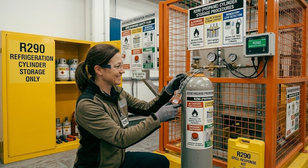 R290 storage for refrigeration systems