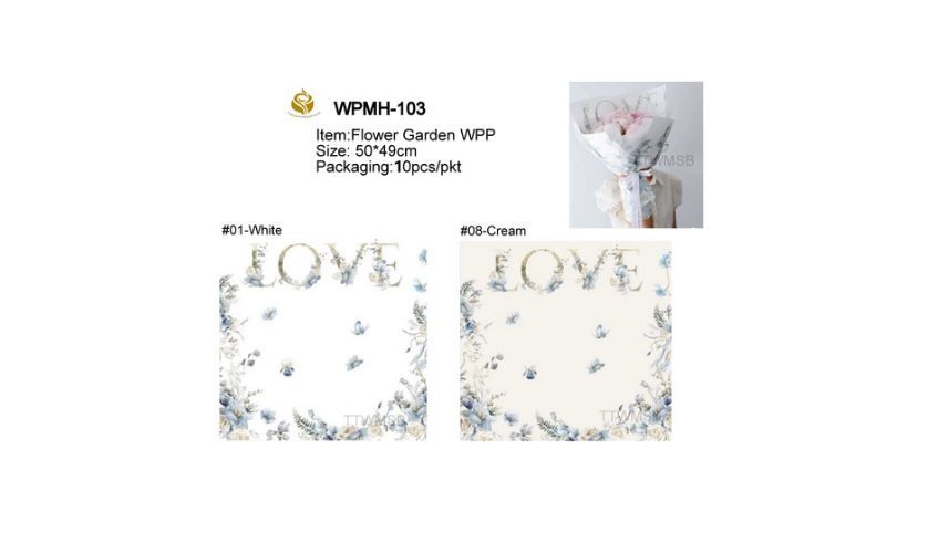 Flower Garden Wrapping Paper – Lush Botanical Designs for Bouquets & Crafts (WPMH-103）