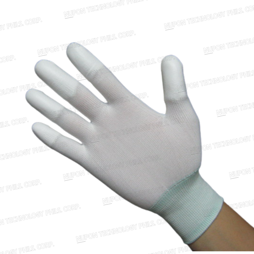 White Nylon PU Fingertips Coated Gloves