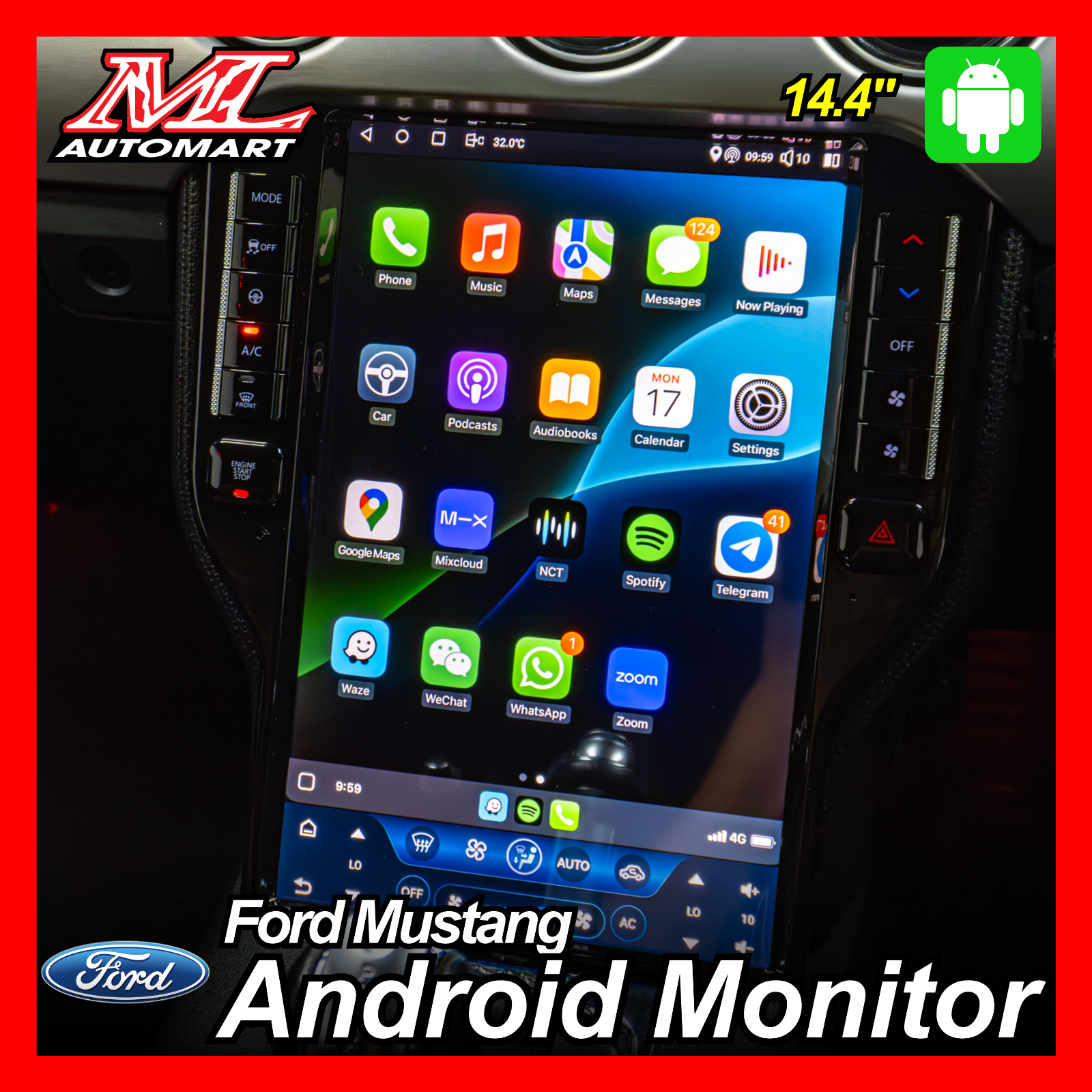 Ford Mustang Android Monitor (14.4" Vertical Screen)