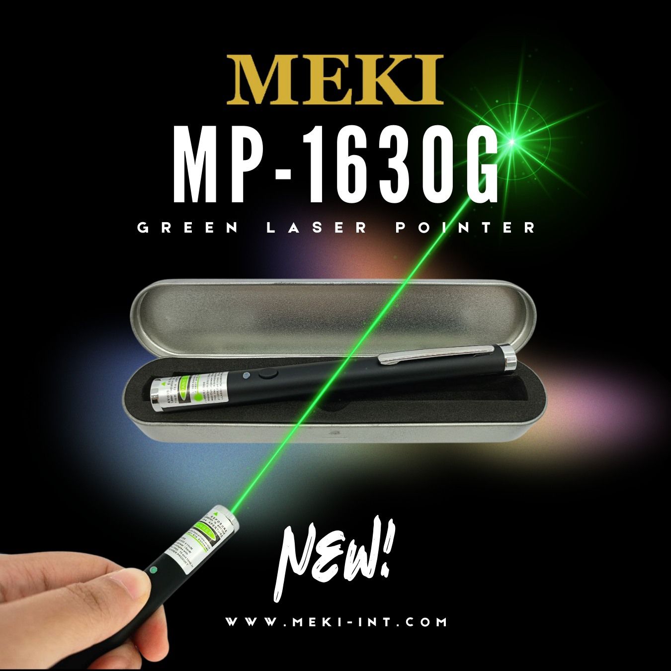 MEKI EZ LASER POINTER MP-1630G - Aluminium Body GREEN Laser Pointer 2x AAA Battery