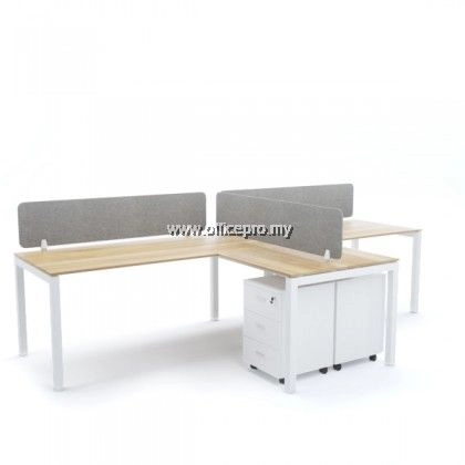 WORKSTATION CLUSTER OF 2 SEATER I OFFICE PANEL I OFFICE DIVIDER I N SERIES SET (T DESIGN) | OFFICE CUBICLE | OFFICE PARTITION MALAYSIA IPWT2-NT6/16/18