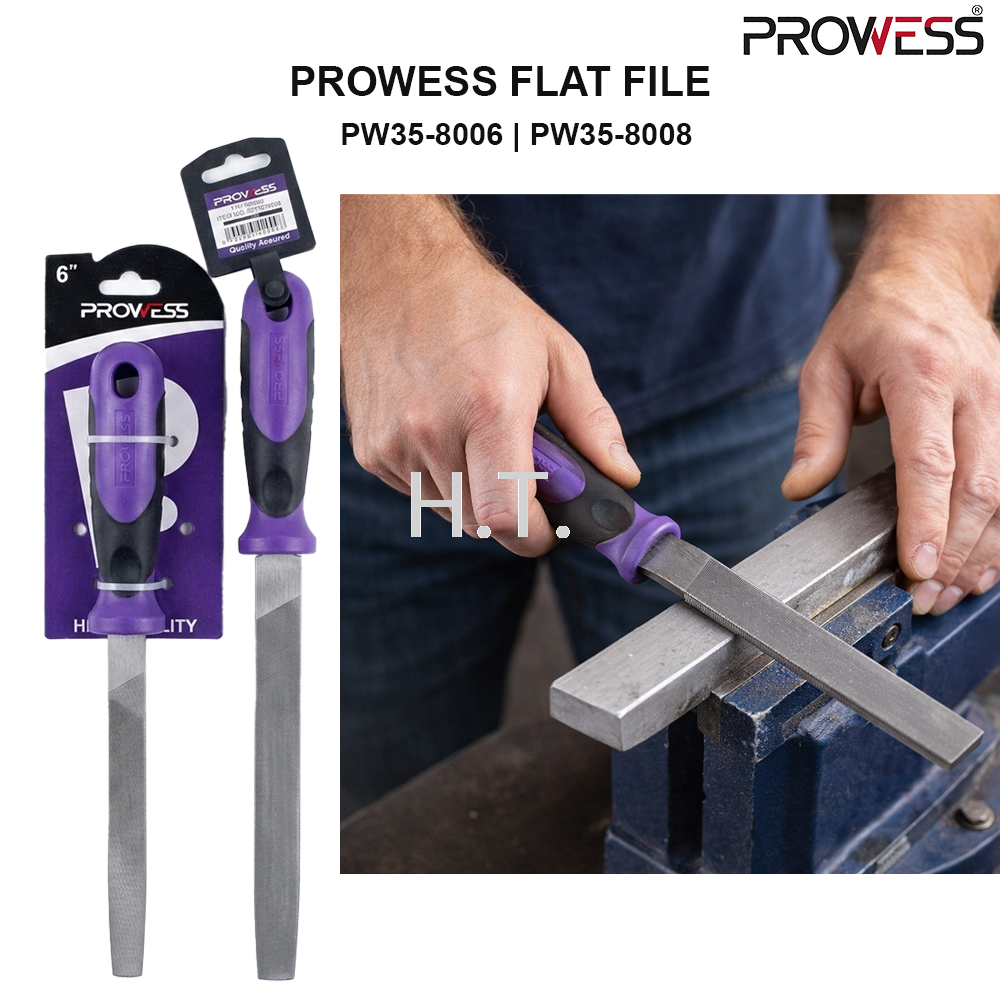 PROWESS FLAT FILE 6" | 8" | HIGH CARBON STEEL FLAT HAND FILE | PROFESSIONAL METAL & WOOD FINISHING FILE ( PW35-8006 | PW35-8008 )