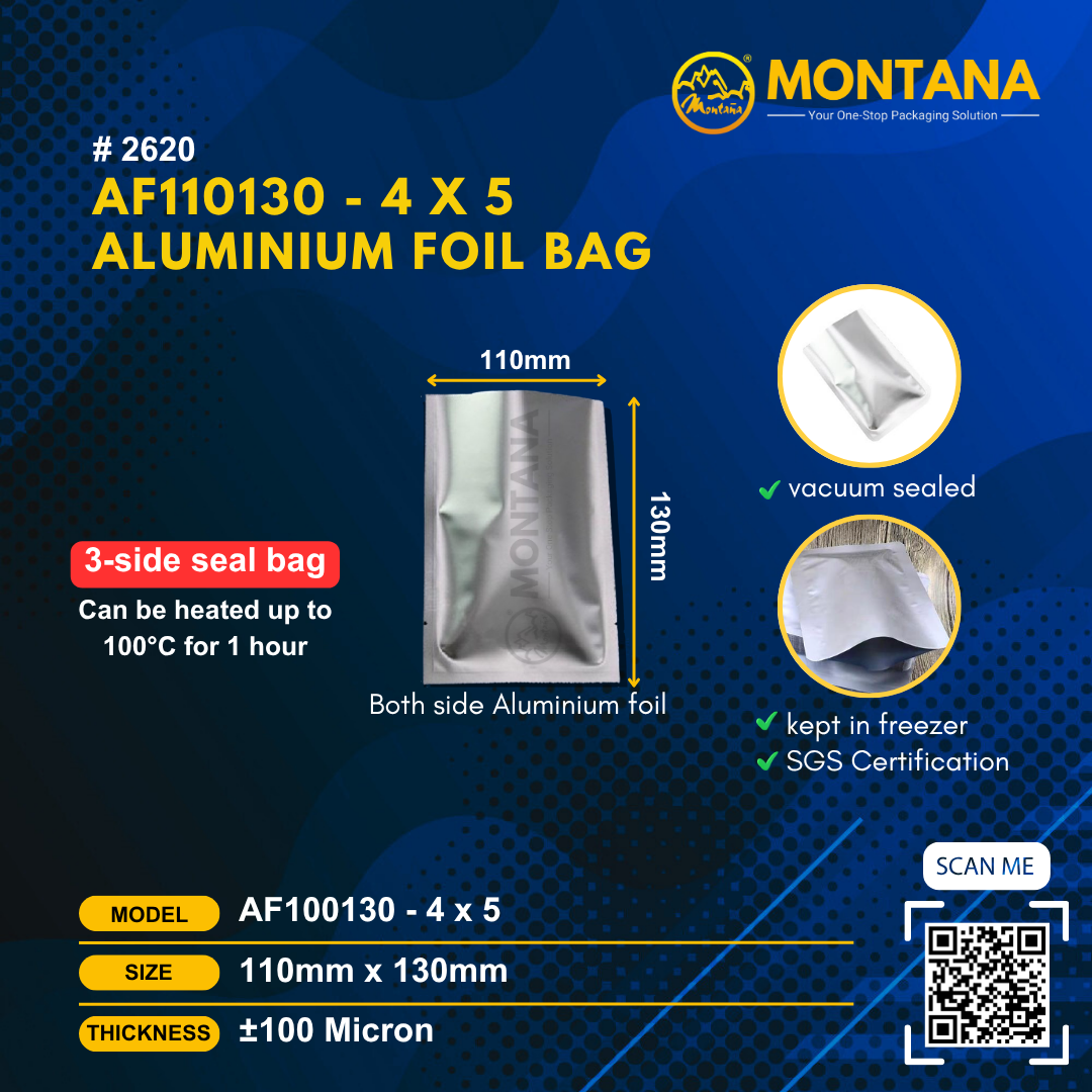 (2620) AF110130 - 4 x 5 ALUMINIUM FOIL BAG
