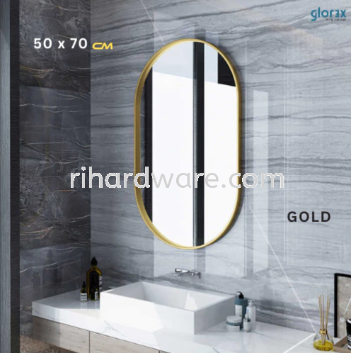 (GLOREX) High Quality Aluminium Oval/Pill Mirror (70 x 50 cm) - GLC 2004A/G