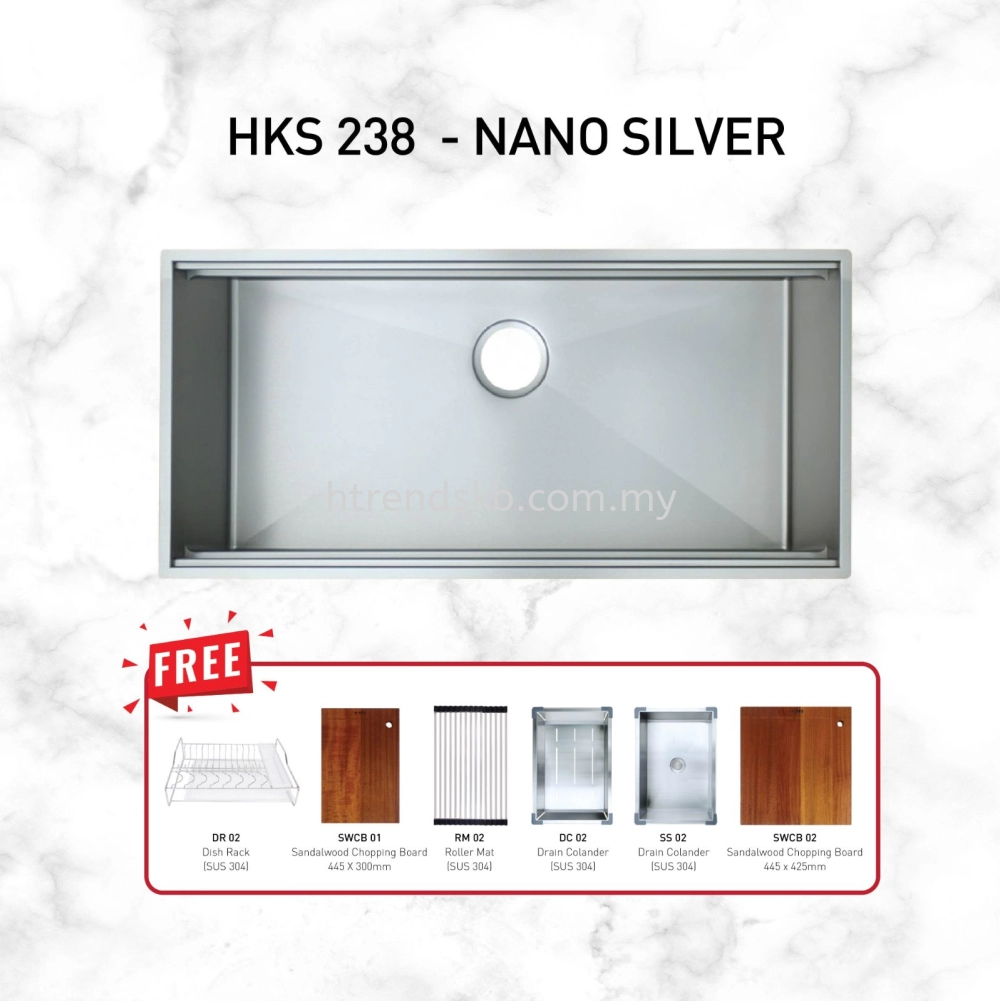 HUN Workstation Kitchen Sink with Nanotech (Nano Silver) HKS238