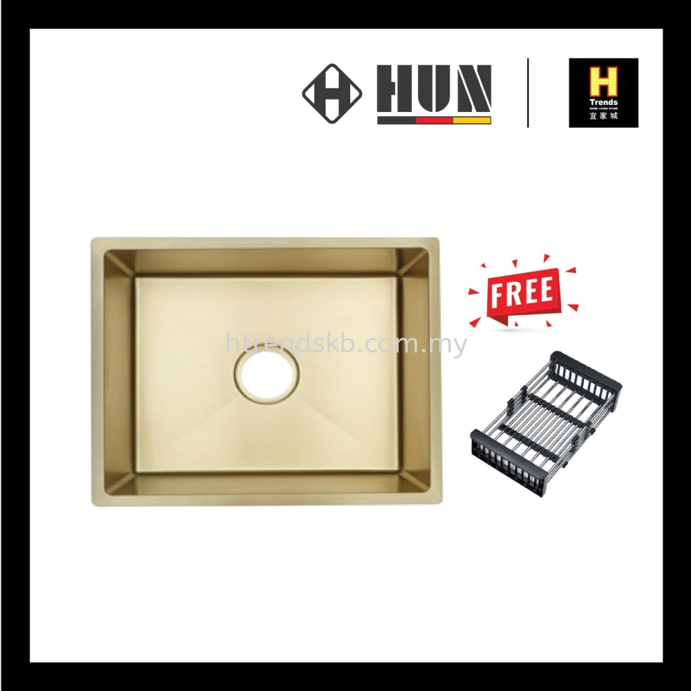 HUN 304 Nano Stainless Steel Kitchen Sink - Single Bowl (Nano Gold) HKS408