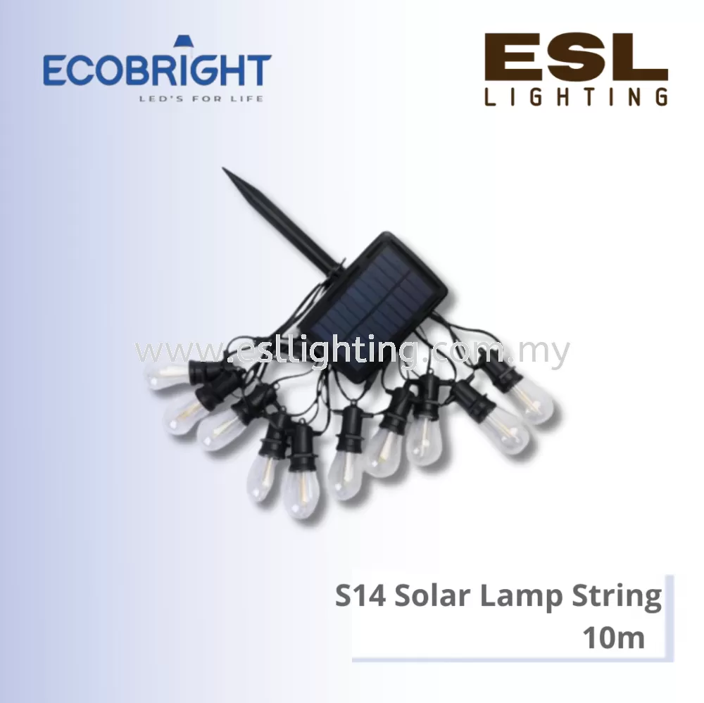 ECOBRIGHT S14 Solar Lamp String 10meter - S14-20RD-Solar IP44