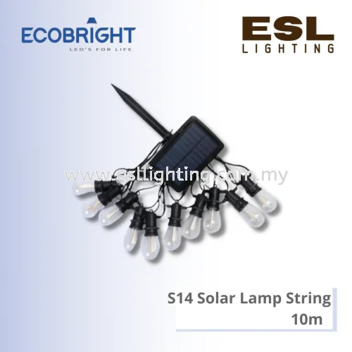 ECOBRIGHT S14 Solar Lamp String 10meter - S14-20RD-Solar IP44