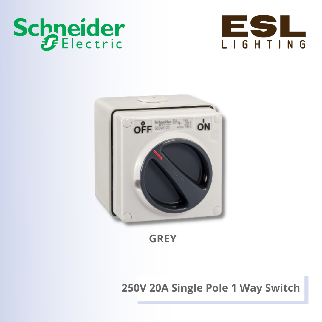 SCHNEIDER S56 Series & 66 Series 250V 20A Single Pole 1 Way Switch - S56SW120GY