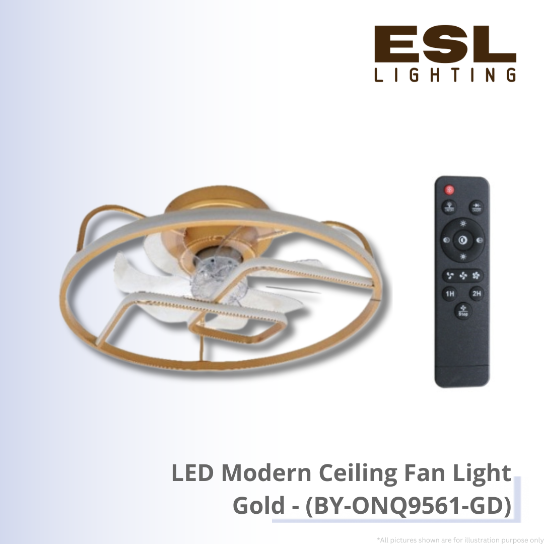 LED Modern Ceiling Fan Light Gold - BY-ONQ9561-GD