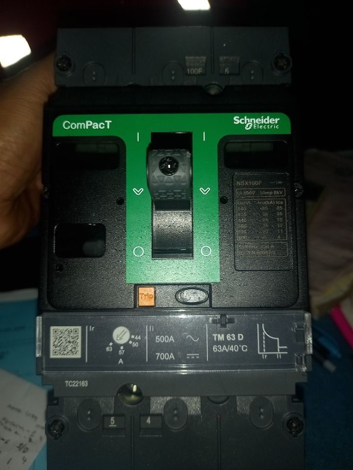 Circuit breaker, ComPacT NSX100F, 36kA/415VAC, 3 poles, TMD trip unit 63A