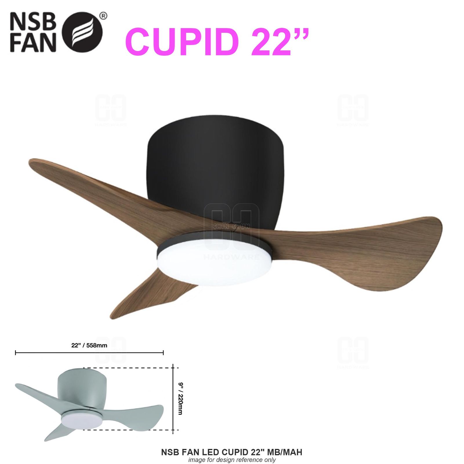 NSB FAN LED CUPID 22" MB/MAH