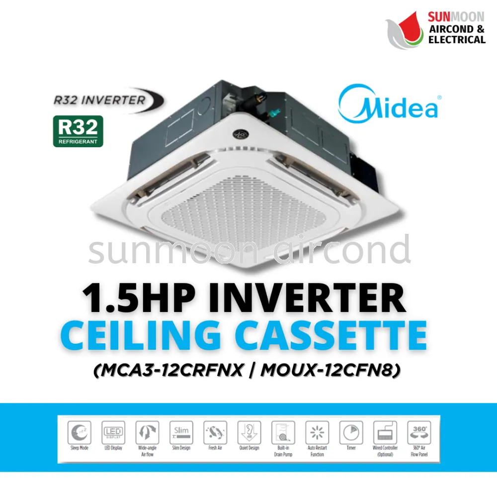 LIGHT COMMERCIAL 1.5HP R32 INVERTER CEILING CASSETTE WITH QUIET DESIGN - SELANGOR & KUALA LUMPUR