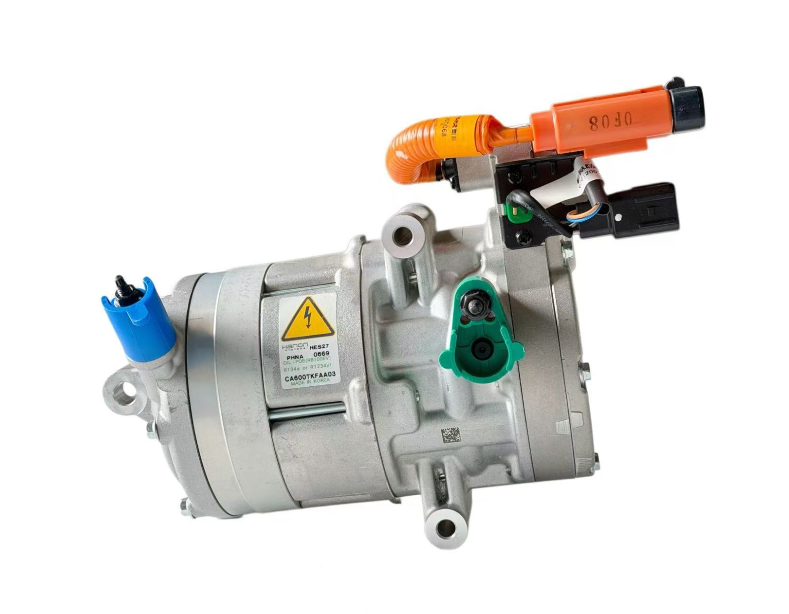 HANON HES27 High-Voltage Electric Hybrid A/C Compressor | Model CA600TKFAA03 | OEM 97701-E6000 / 97701E6000 | Fits 2017–2020 Kia Optima Hybrid & 2016–2019 Hyundai Sonata Hybrid