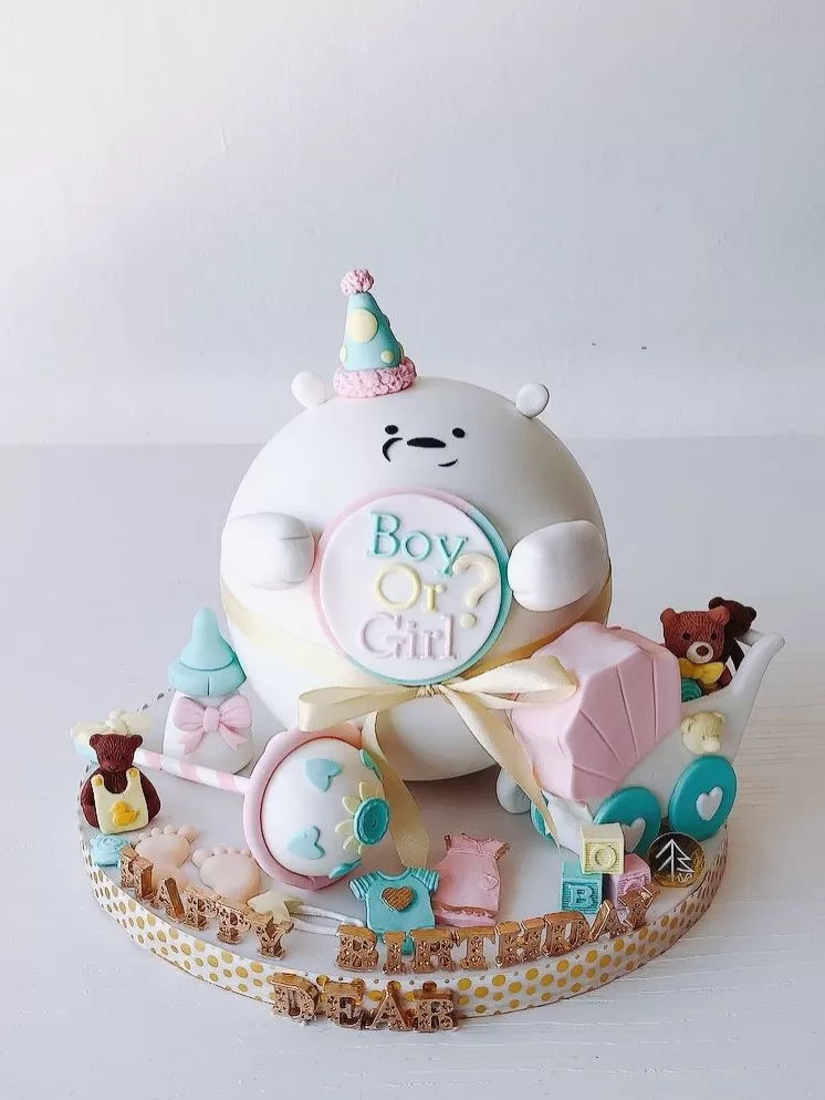 Bare Bear Gender Reveal Cake