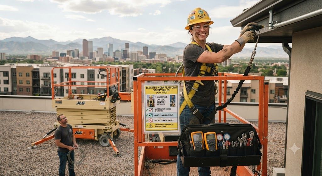 HVAC contractor elevated work platform safety rules
